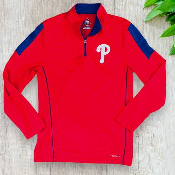 Majestic Other - MAJESTIC Red Cool Base PHILLIES Quarter 1/4 Zip Phila Philly Phanatics Mens M